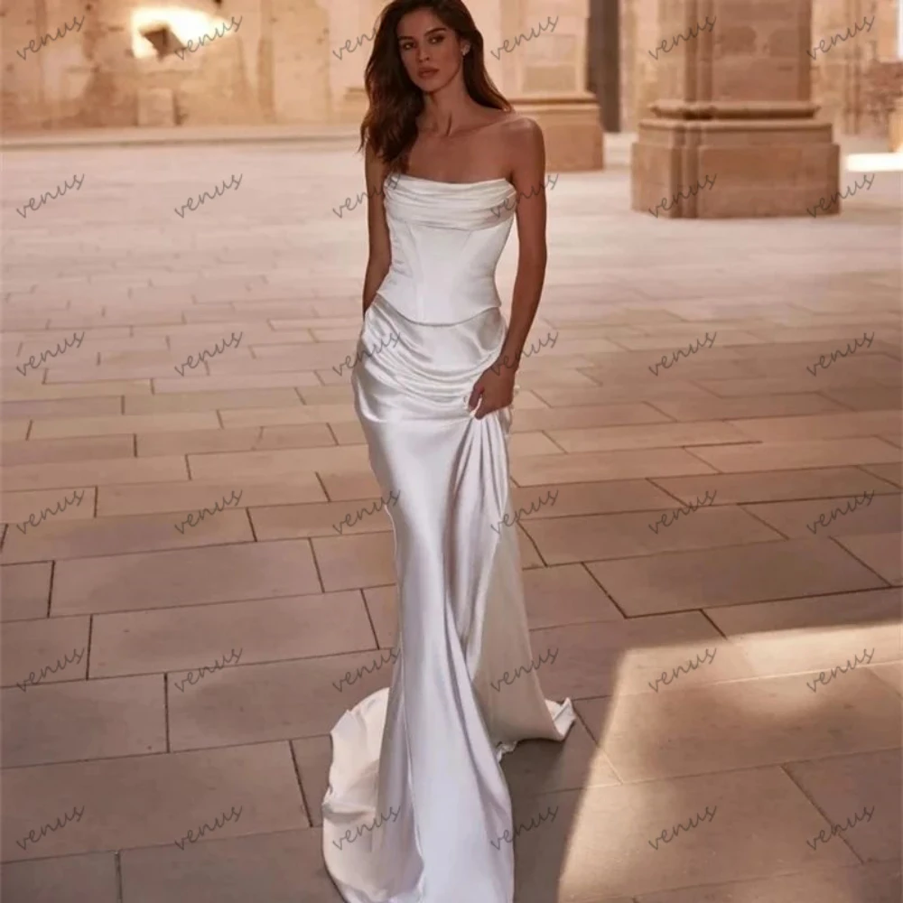 Abiti da sposa moderni abiti da sposa Sexy abiti senza spalline per feste formali guaina elegante sirena senza maniche Vestidos De Novia