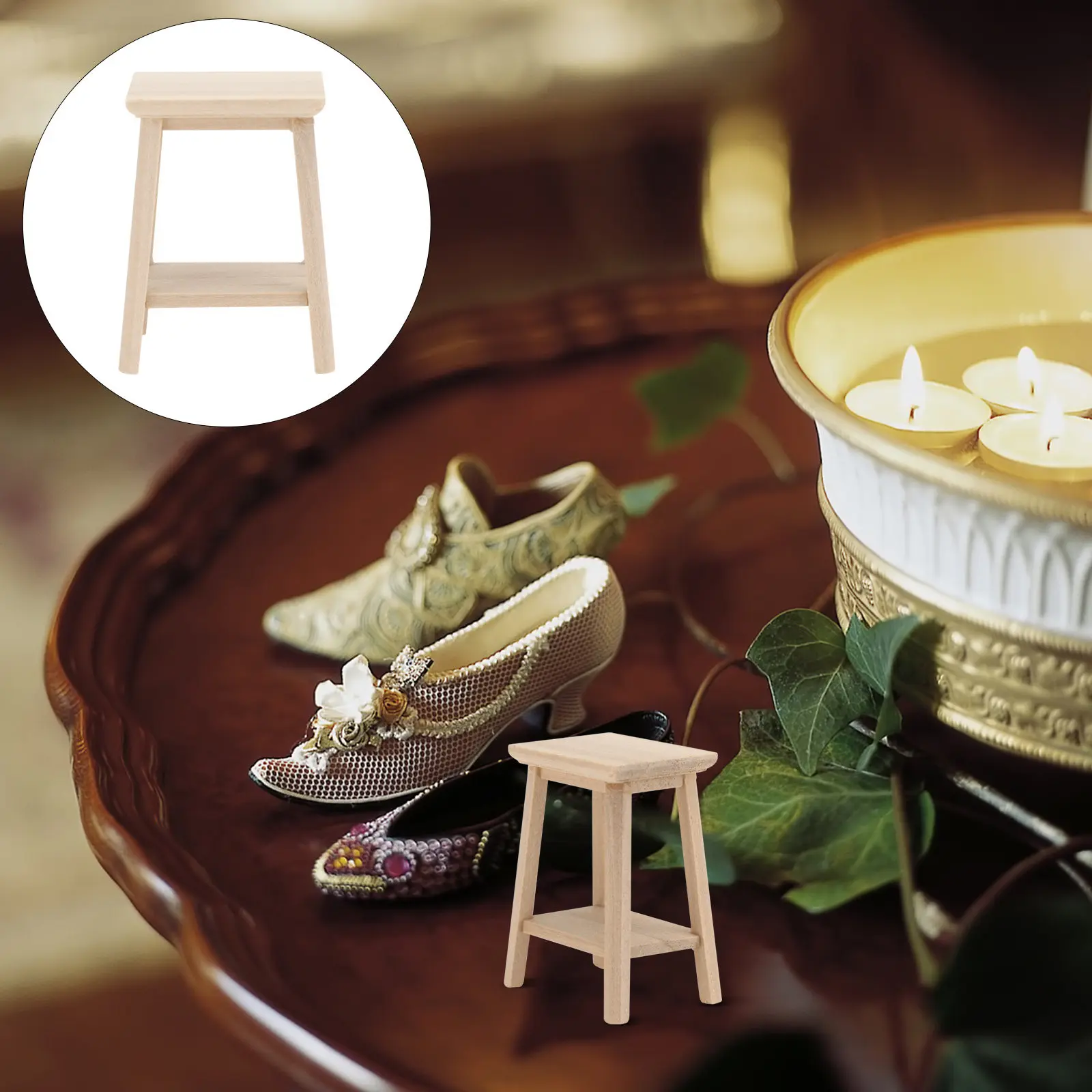 

1Pcs Wooden Mini Furniture Set for Dollhouse Accessories Tiny Stool Decor Craft Kit Realistic Scale House Interior Design