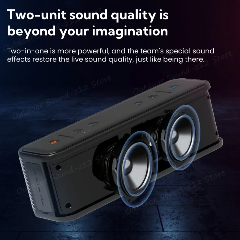 50W A7 Pro IPX7 Waterproof Portable TWS Wireless Smart Desktop Speakers Bluetooth Soundbox With TWS U Disk/TF Card Play Function