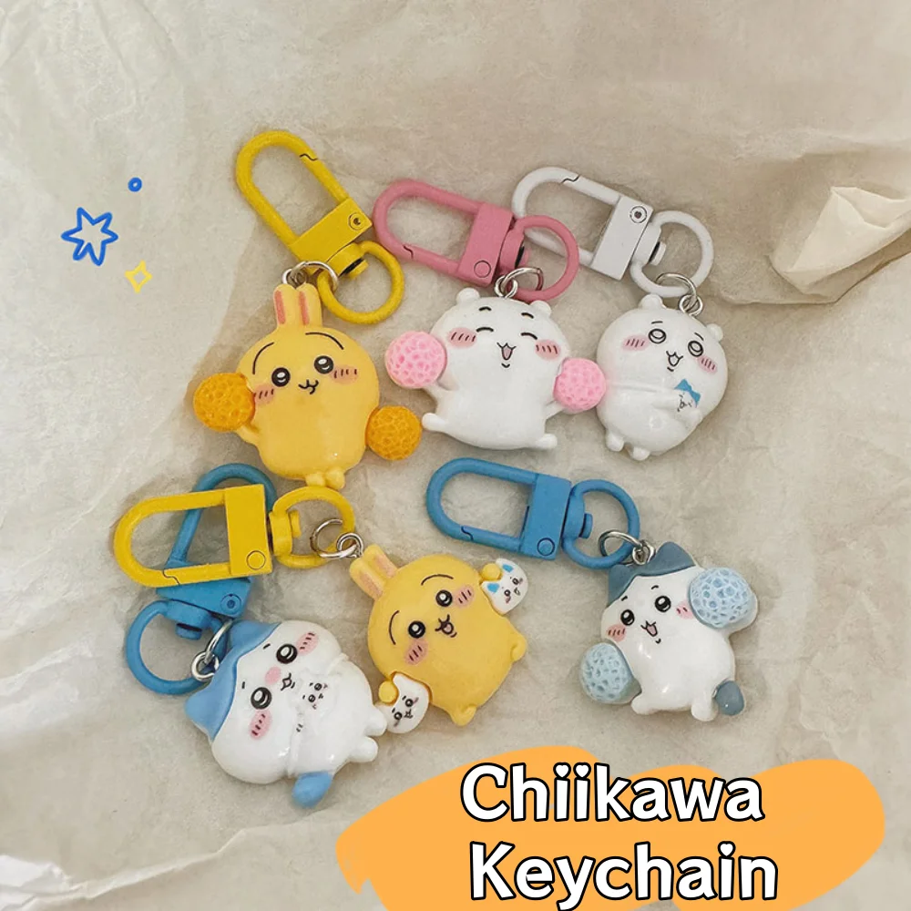 

6 шт./компл. аниме Chiikawa Hachiware Usagi брелок милый мультяшный мини-брелок для ключей подарок на день рождения для девочек школьная сумка кулон украшение