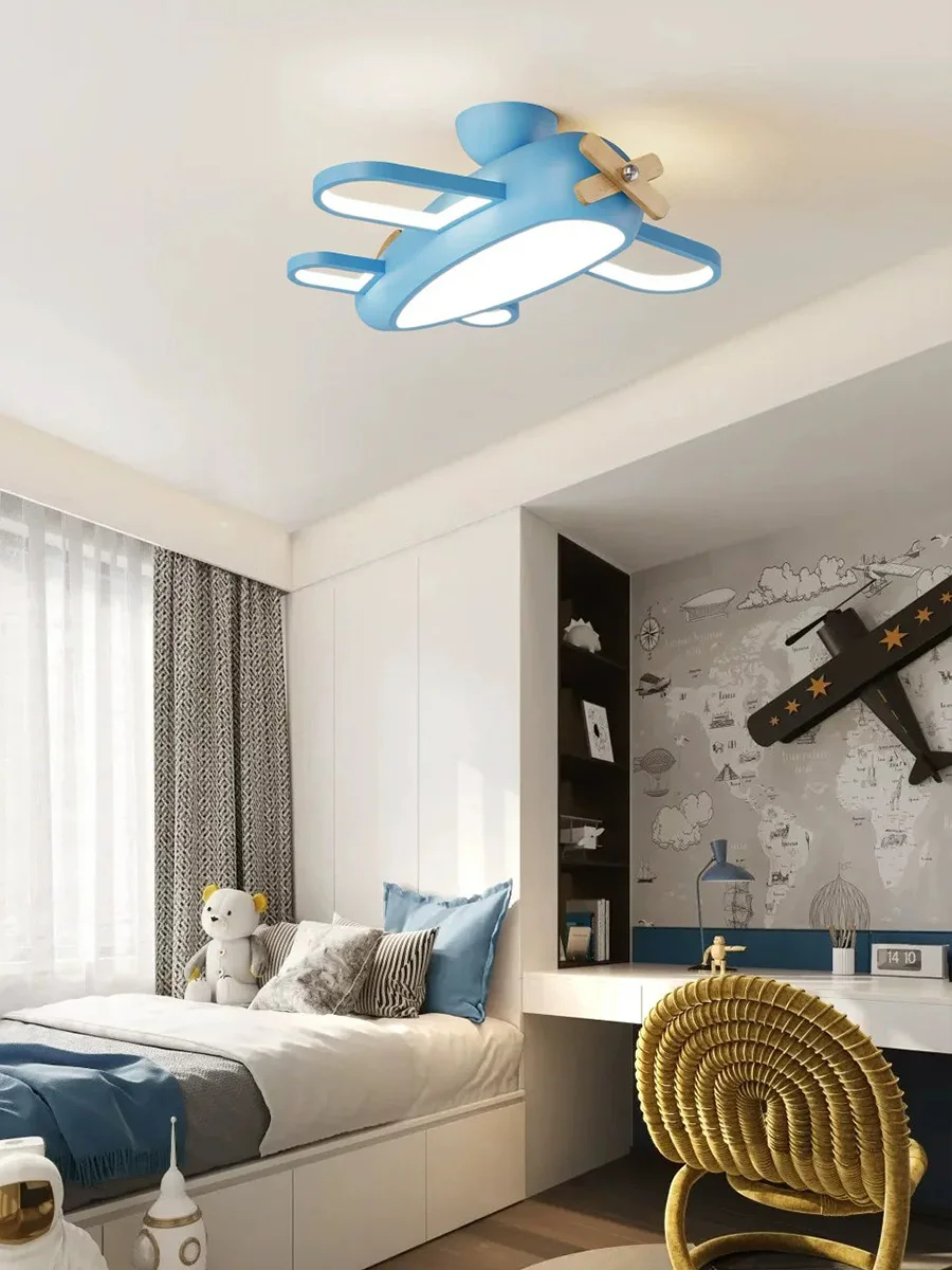 Airplane Shape LED Ceiling Light, Creative Cartoon Aircraft Flush Mount Lamp for Boys Kids Bedroom Children Room Decor