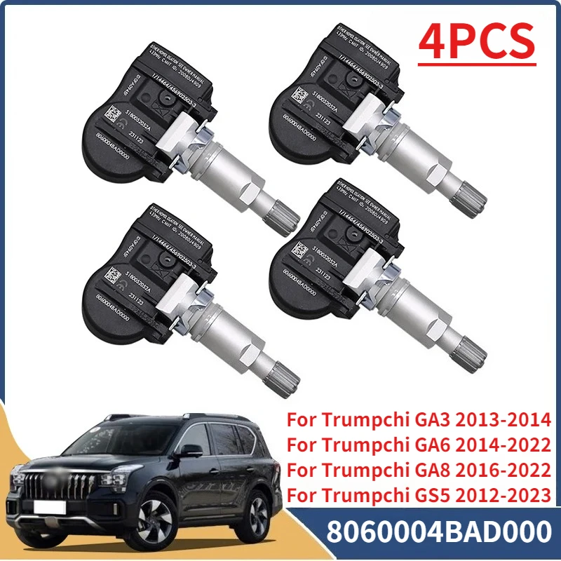 

Комплект из 4 датчиков давления в шинах (TPMS) 8060004BAD000 для Trumpchi GA3 S, GA6, GS4, GS5 2015-2019 годов, 433 МГц, 806000-4BAD0000