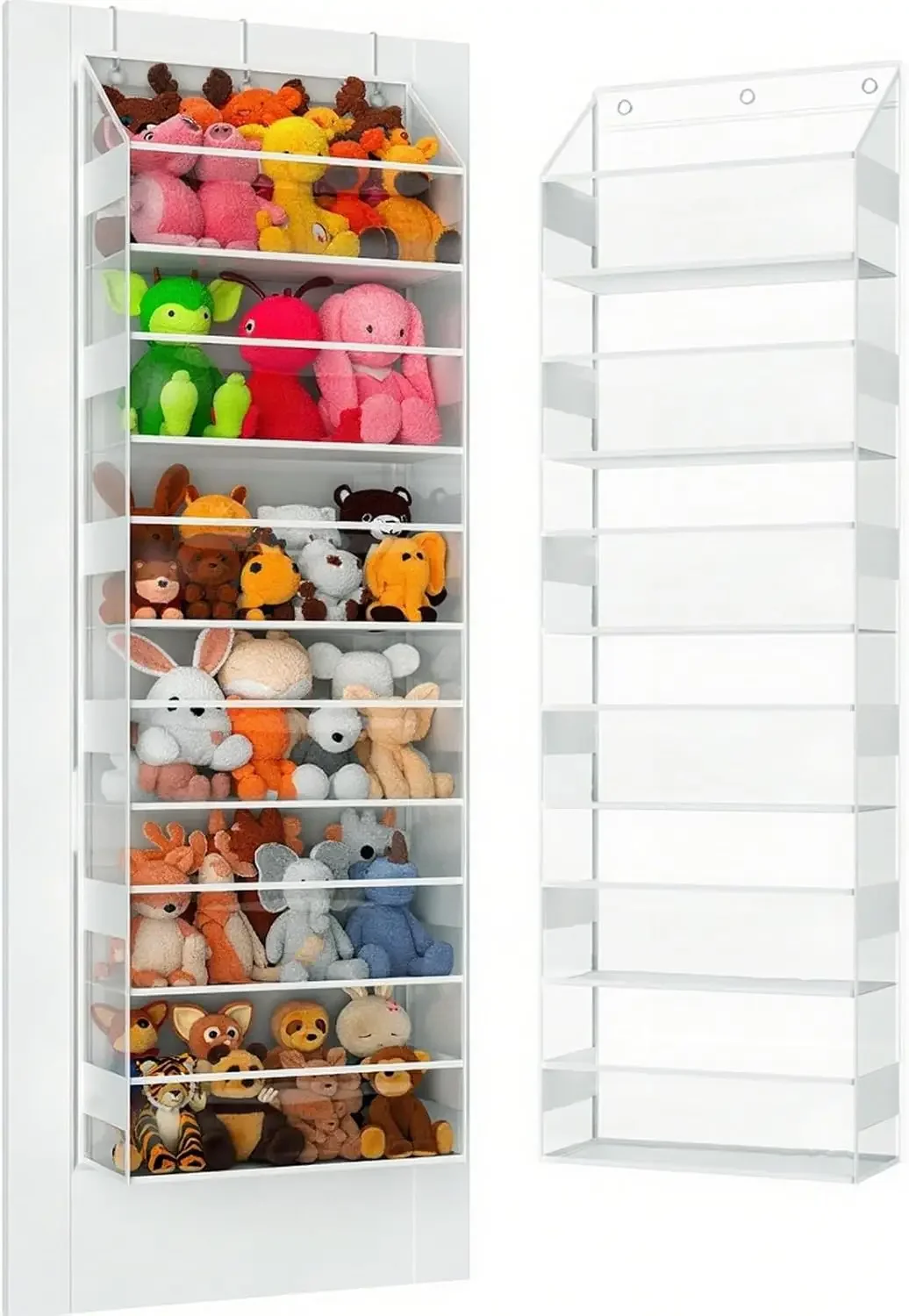 

6-Tier Clear Hanging Organizer for Toys, Stuffed Animals, Baby Essentials - Over Door Storage