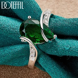 DOTEFFIL-Anillo de Plata de Ley 925 para mujer, joyería de circonita verde AAAAA, para boda, fiesta de compromiso