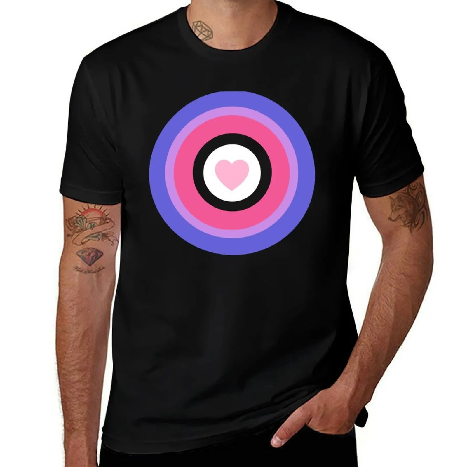 

Bi Pride Team Member Bullseye T-Shirt oversized oversized graphic tee quick-drying vintage t shirts compression shirt men