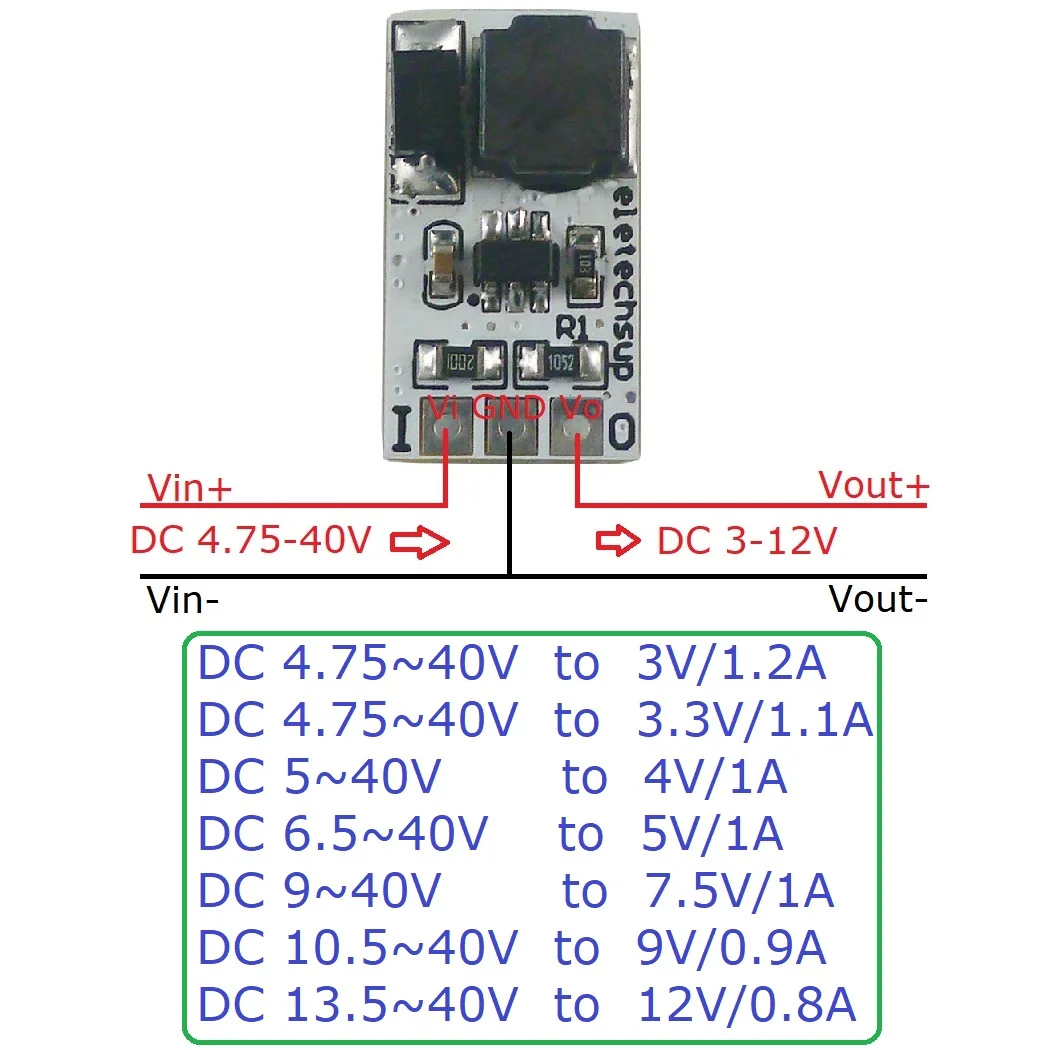 DD4012SA mini DC-DC Converter Buck Voltage Regulator IN DC 5-40V OUT 3V 3.3V 4V 5V 6V 7.5V 9V 12V replace AMS1117 7805 lm2596
