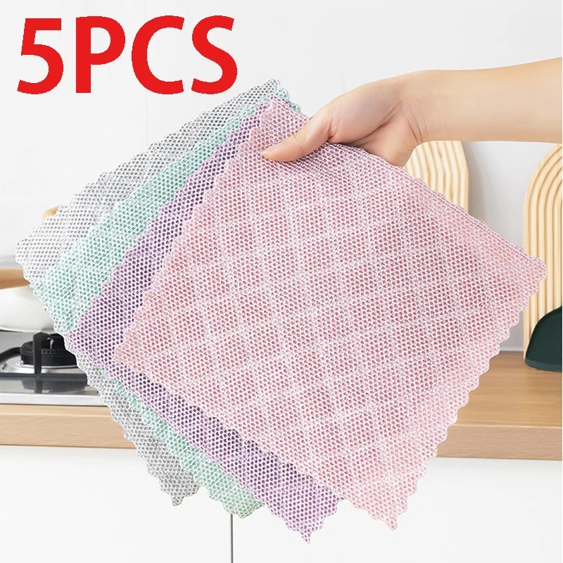 

5PCS 25x25CM kitchen cleaning cloths saucepan dish washing cloth Double thick stainless steel wire towel cleanings tools