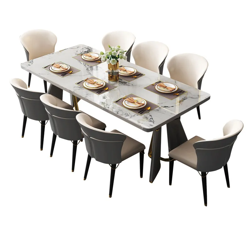 

Italian Style Villa Dining Room Rectangle Table and Chair Set Hotel Restaurant Luxury Dining Table Furniture