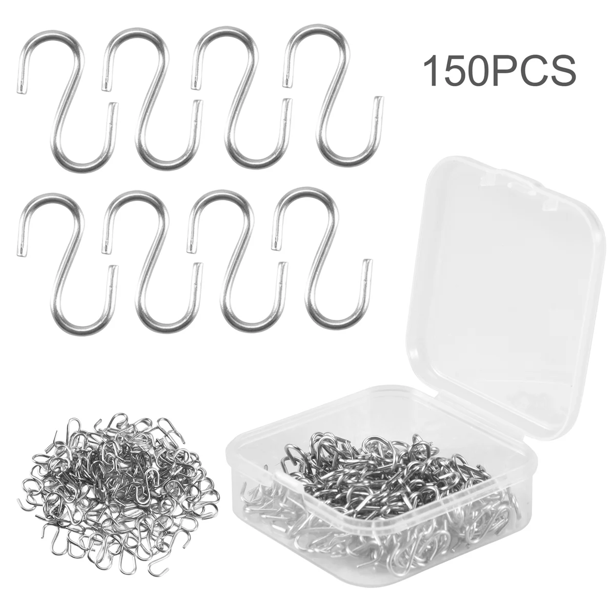 150 Pieces Mini S Hooks Connectors Metal S-Shaped Wire Hook Hangers for DIY Crafts, Hanging Jewelry, Key Chain and Tags