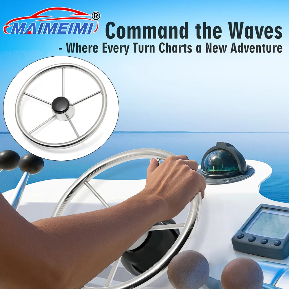 

13-дюймовый морской руль из нержавеющей стали с зеркальной полировкой, 5-спицевой разрушитель для яхт, морские аксессуары