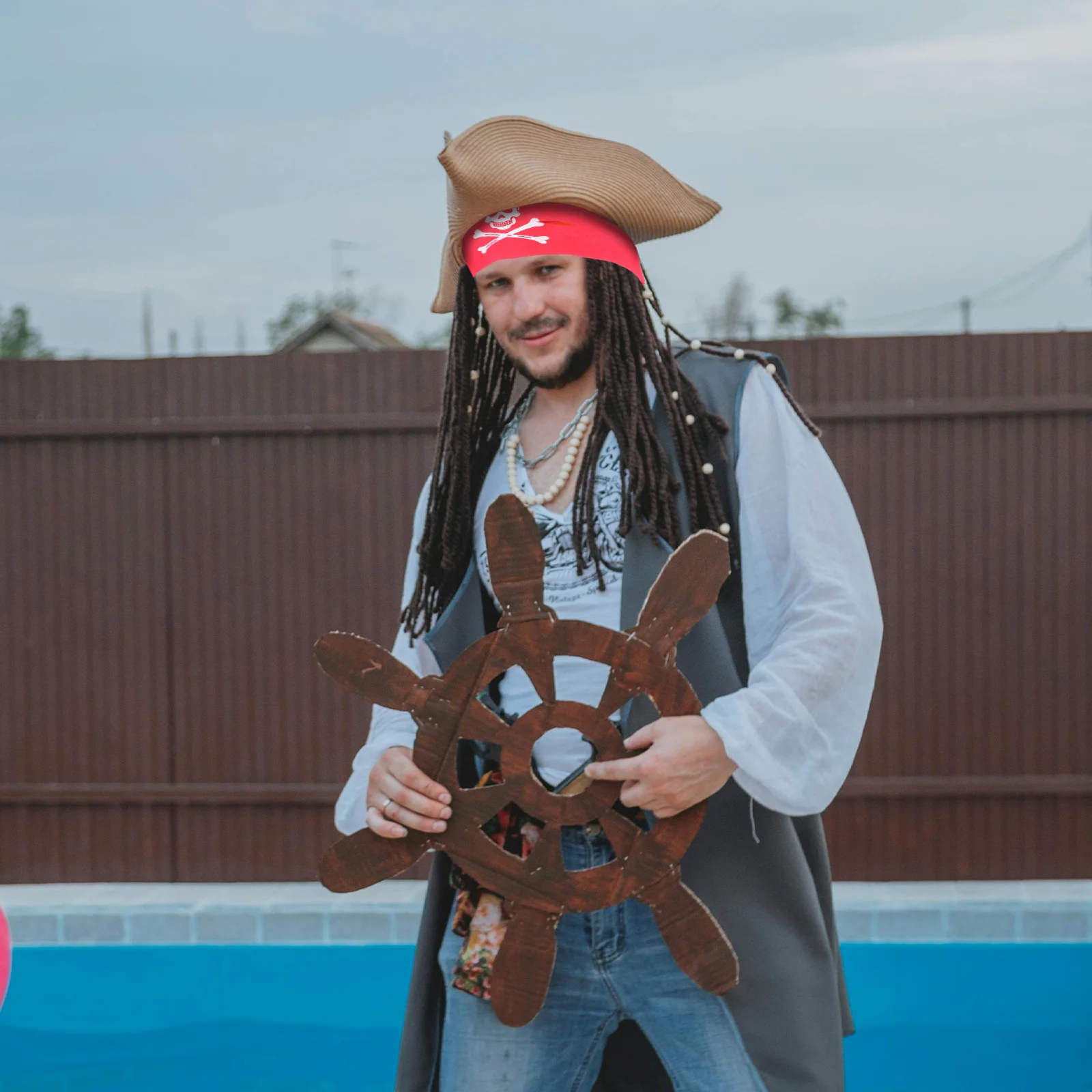 طقم حجاب قرصان مكون من قطعتين بتصميم واقعي ناعم لحفلات الهالوين وحفلات الكرنفال وإكسسوارات الأزياء للبالغين #2