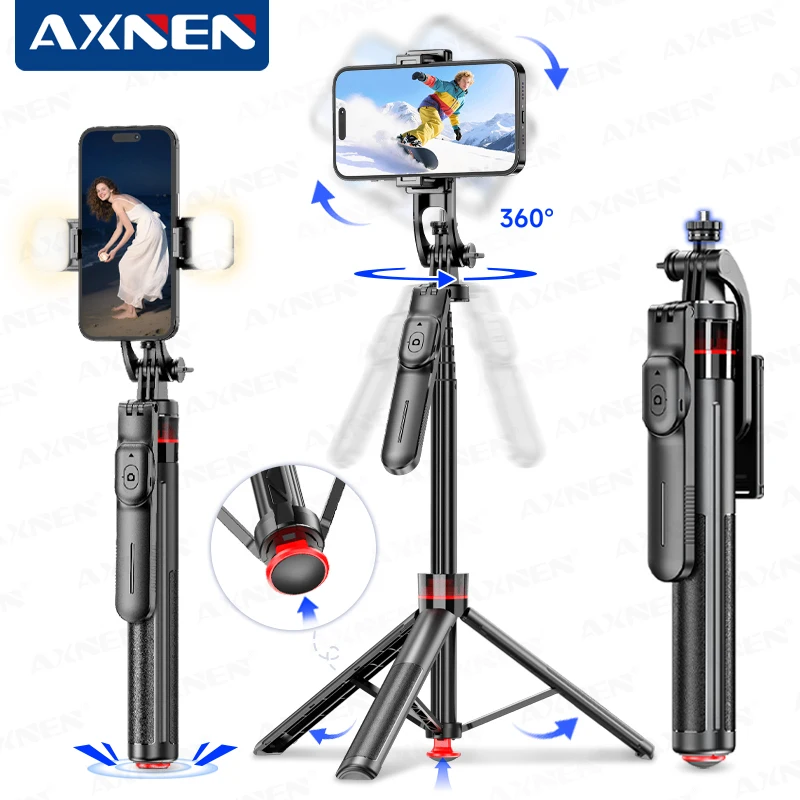 Auto Pop Up Tripod Phone Holder Selfie Stick 51.18" Extendab