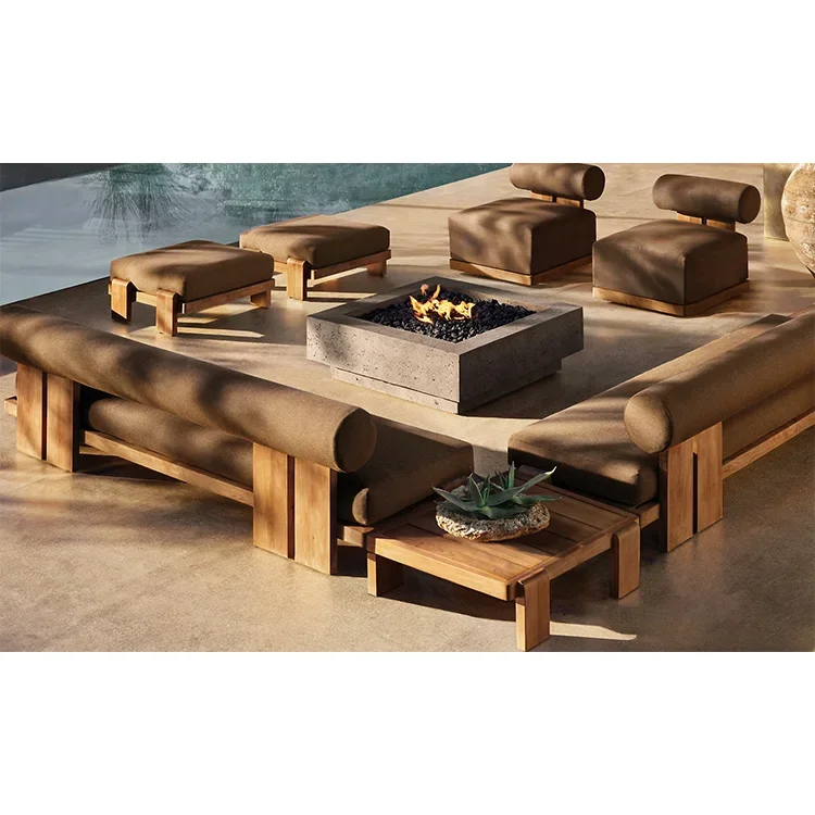 Luxe tuinmeubilairset Collectie Patio Lounge All Weather waterdichte teakhouten tuinbankset