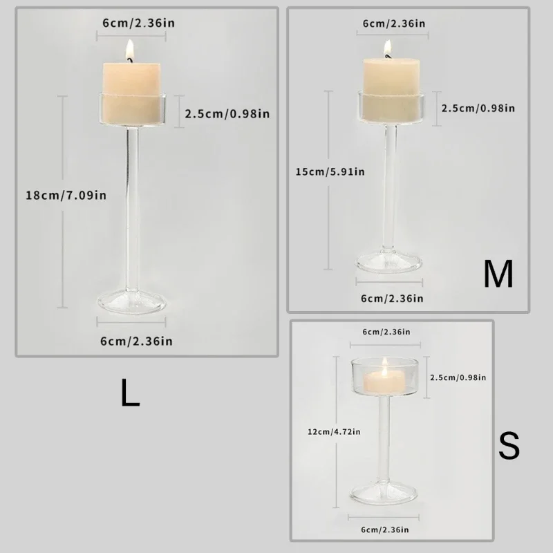 Vinatge Clear Glass Footed Holder Long Stem Tall High Tealight Candlestick for Wedding Dinner Party Centerpiece