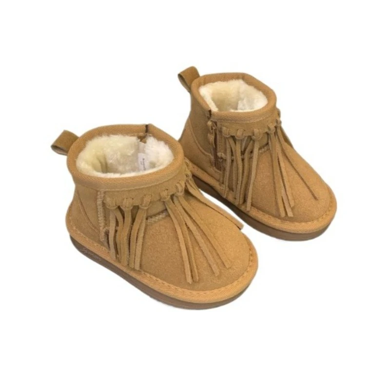 

Зимние сапоги для девочек, зимние детские плюшевые теплые полусапожки для девочек, детские универсальные повседневные нескользящие маленькие хлопковые сапоги для малышей