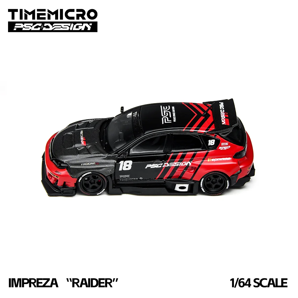 Pre-sale*TimeMicro 1:64 Impreza Raider Red&Black Diecast Car Model Simulation Alloy Vehicle For Hobby Collection Diorama Display view 3