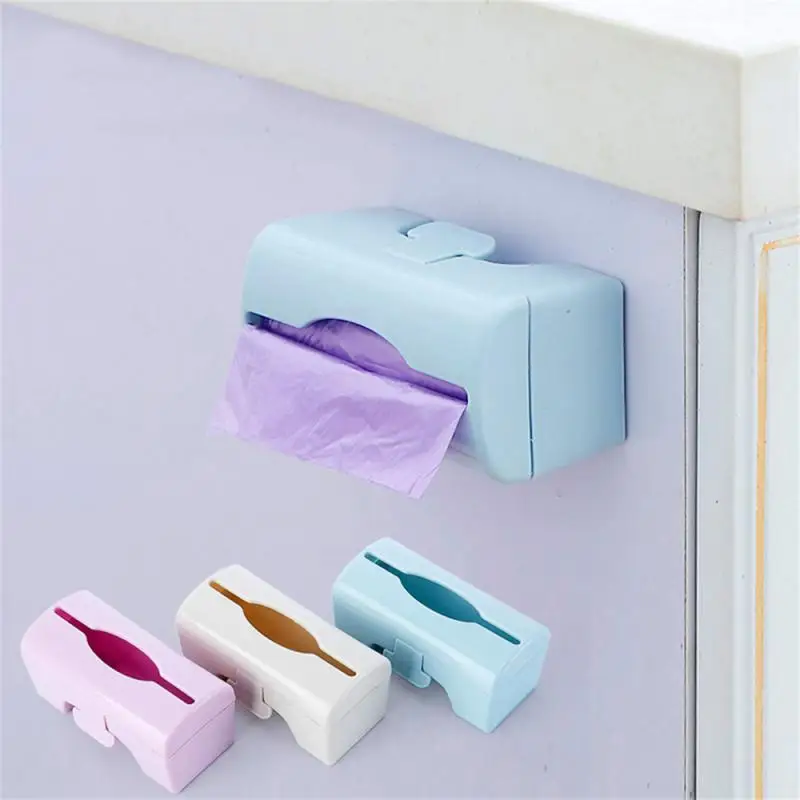 1/2PCS Trash Bags Holder Durable Kitchen Garbage Bag Storage Box Plastic Bag Container Wall-mounted
