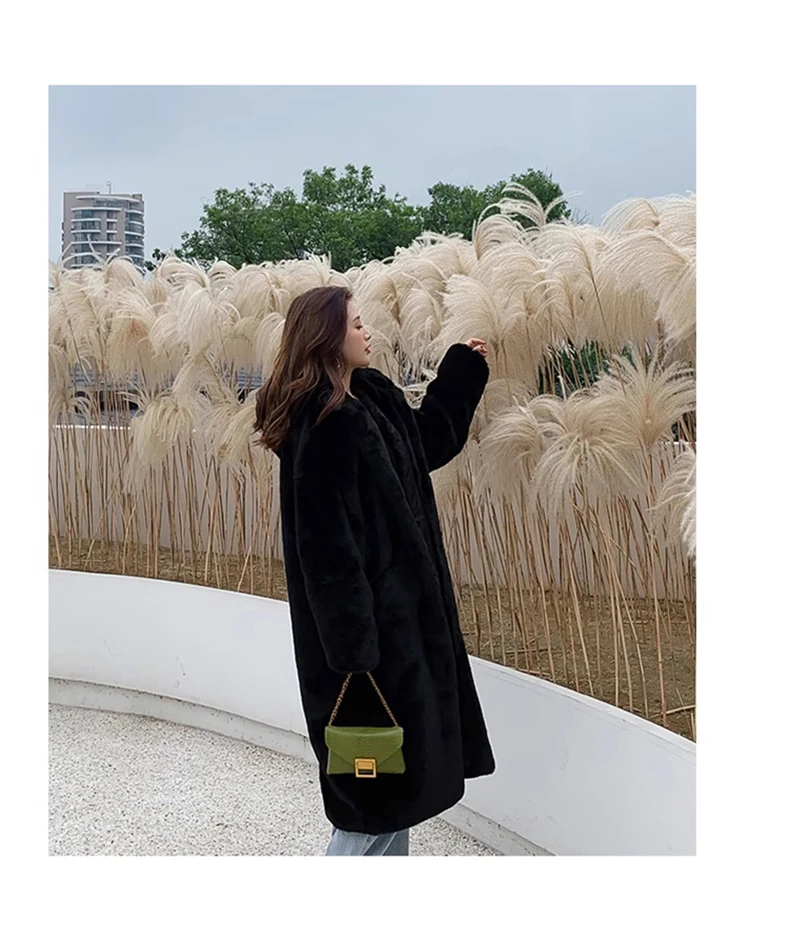 Lautaro Winter Long Loose Casual Windproof Soft Thick Warm Fluffy Green Black Faux Fur Coat Women with Hood Furry Overcoat 2023