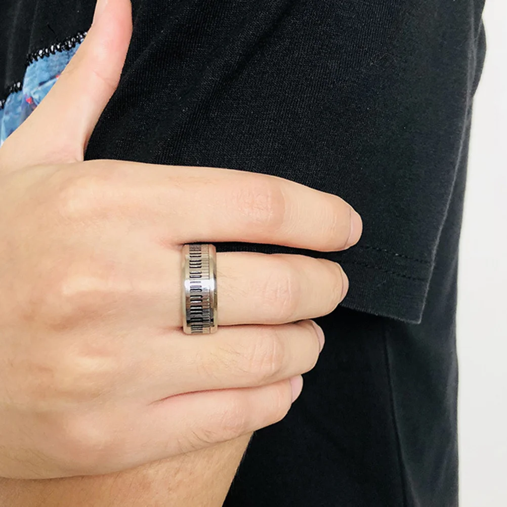 

Piano Key Stainless Steel Finger Ring Rotatable Creative Ring Stylish Durable Music Festival Gift Decorative Jewelry
