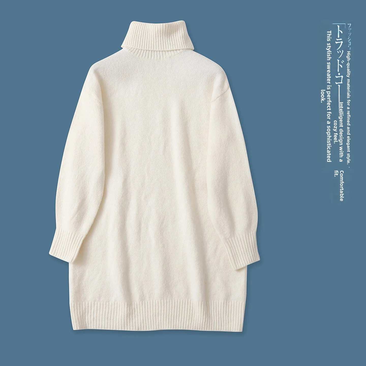 

Winter New Women's High Collar Long Sve Sweater Simple Match Loose Sle Commute Sle Pure Color 32299 High Ne Sweater