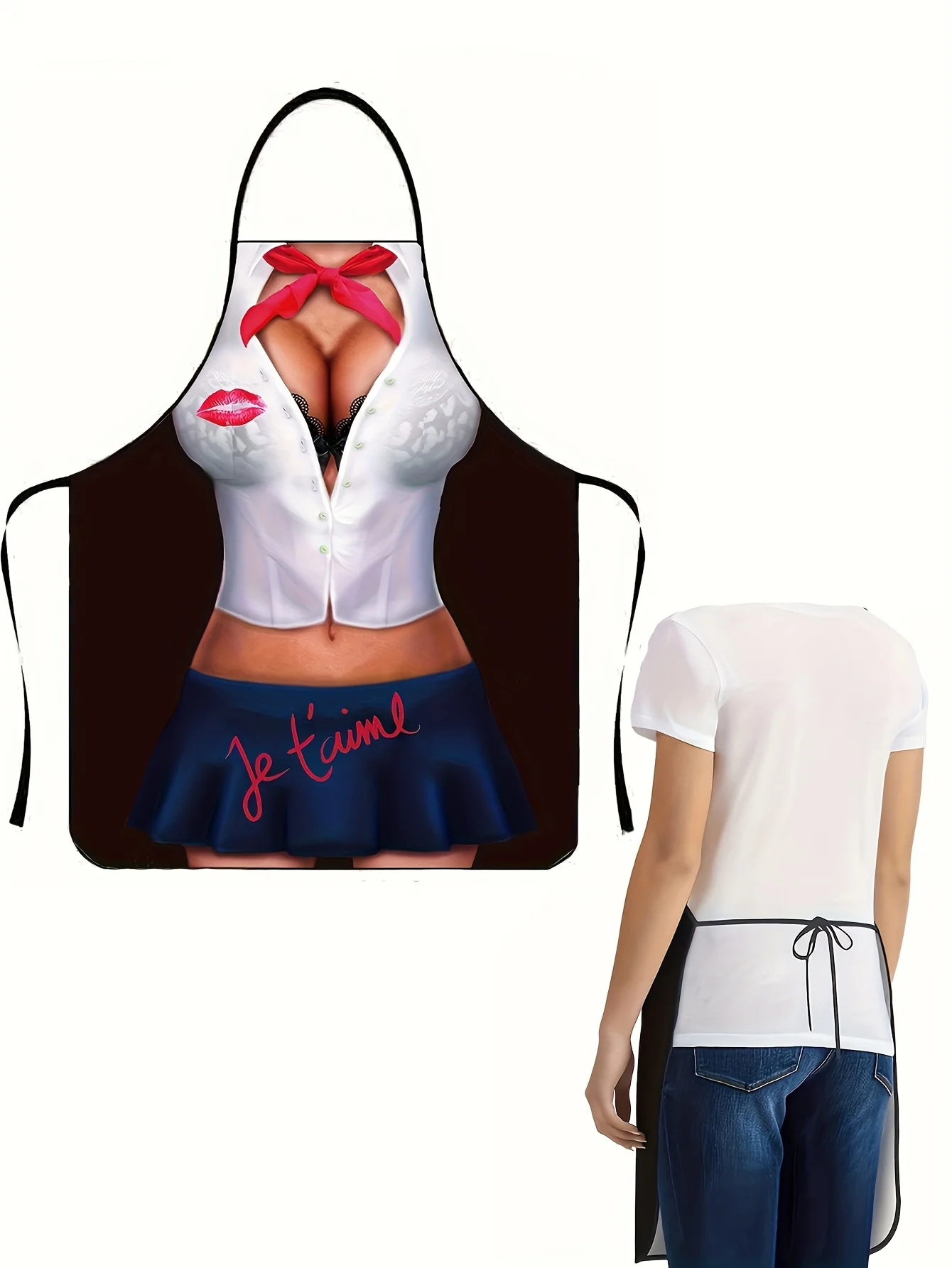 Sexy Woman Print Bib Apron, Chef Waitress Apron For Home Cleaning, Kitchen Cooking, Baking, Gardening, Women's Clothing