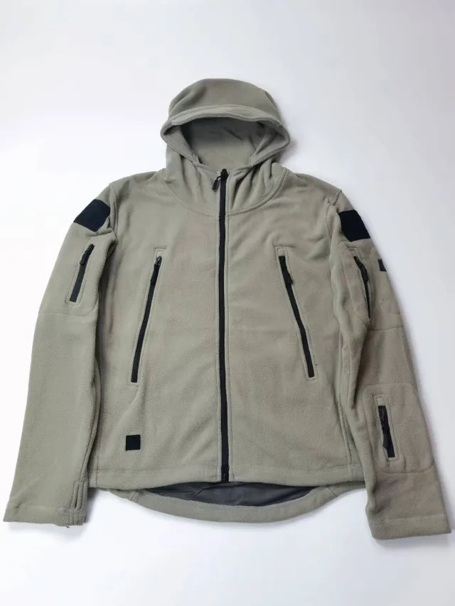 

Men's Autumn Winter Outdoor Tactical Jaet Loose Fit Fce Lined Workwear Coat with Multiple kets Hooded Sweatirt