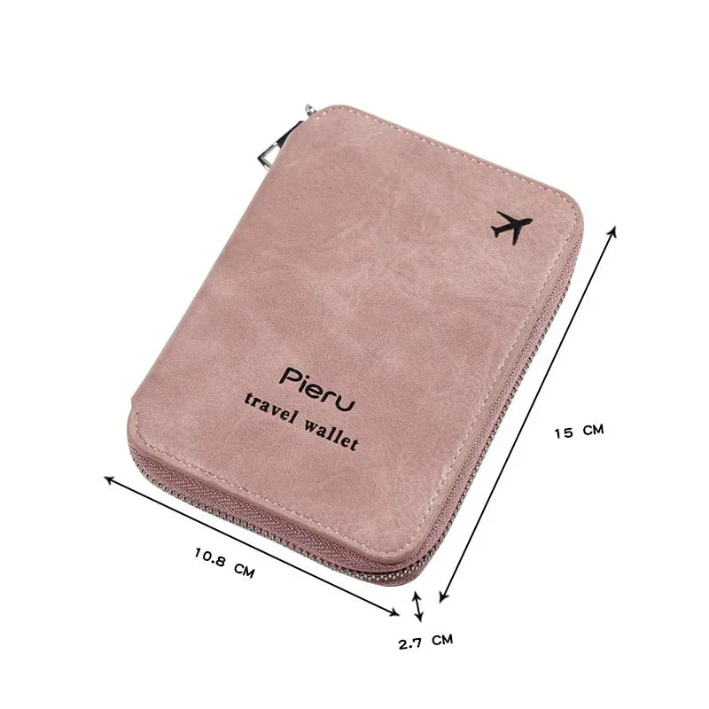 Multifunctional Rfid Anti-Theft Brush Passport Holder Document Bag Travel Wallet Zipper Storage Bag Leather Case Passport Holder