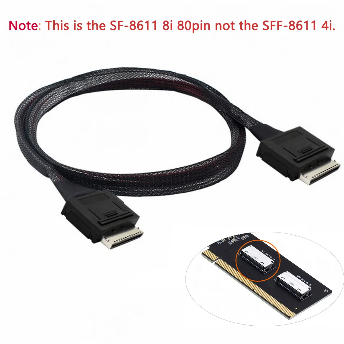 SFF-8611 데이터 액티브 케이블, OCuLink PCIe PCI-Express SFF-8611 8i 8 레인-OCuLink SFF-8611 8i SSD, 50cm