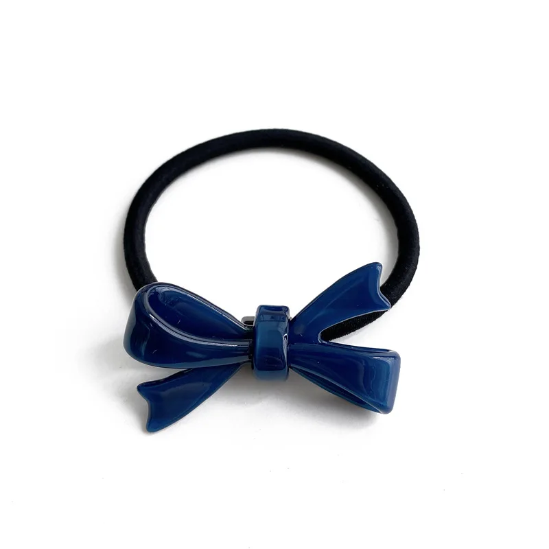 2022 Ins Hot Selling Acetate Bowknot Hair Ring High Resilience Thin Simple Elastic Hair Bands For Women