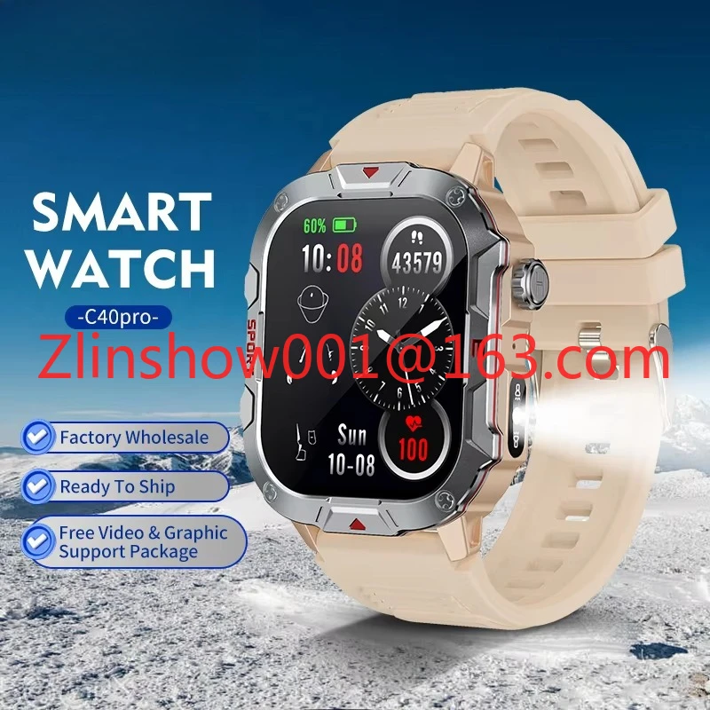 Flashlight Full Touch Screen BT Call Sleep Fitness Heart Rate Tracking Waterproof Sports Smartwatch for Men