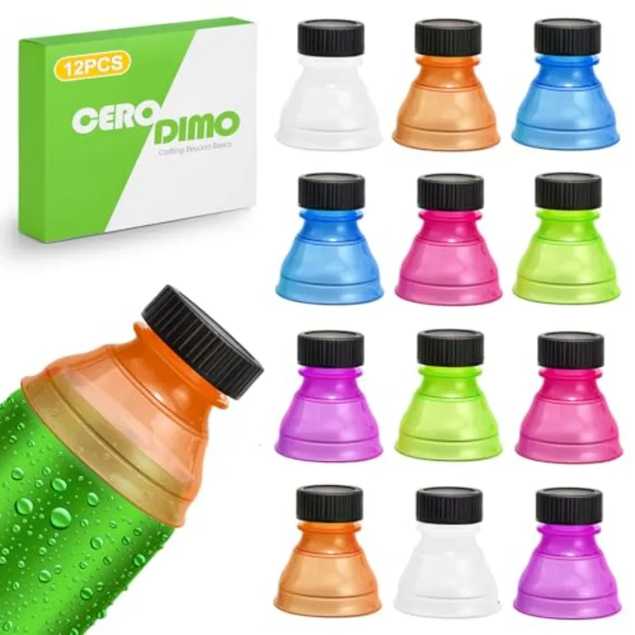 12-Pack Reusable Can Covers BPA-Free Spill Resistant Drink Lids for Soda, Beer, Juice and Sparkling Water Cans Keep Beverages F