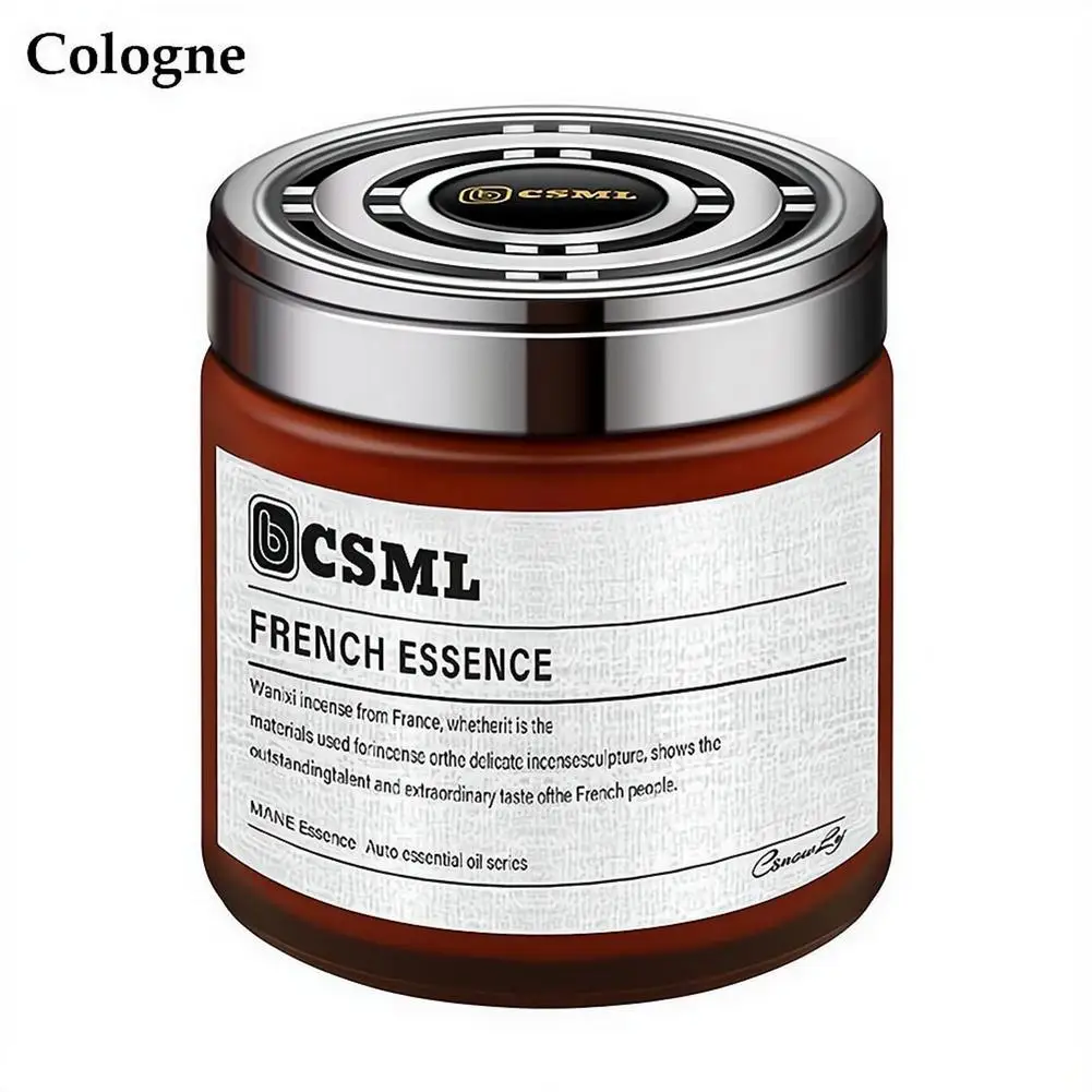 Car Freshener Cologne Scent Premium Glass French Essence Blend Compact Design for Cup Holder Height Elegant Jar Long Lasting