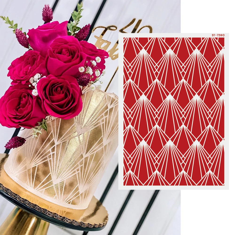 Flower Pattern Cake Stencil Wedding Cake Lace Side Plastic Stencil Cake Side Lace Stencil DIY Drawing Shape Cake Decorating Tool