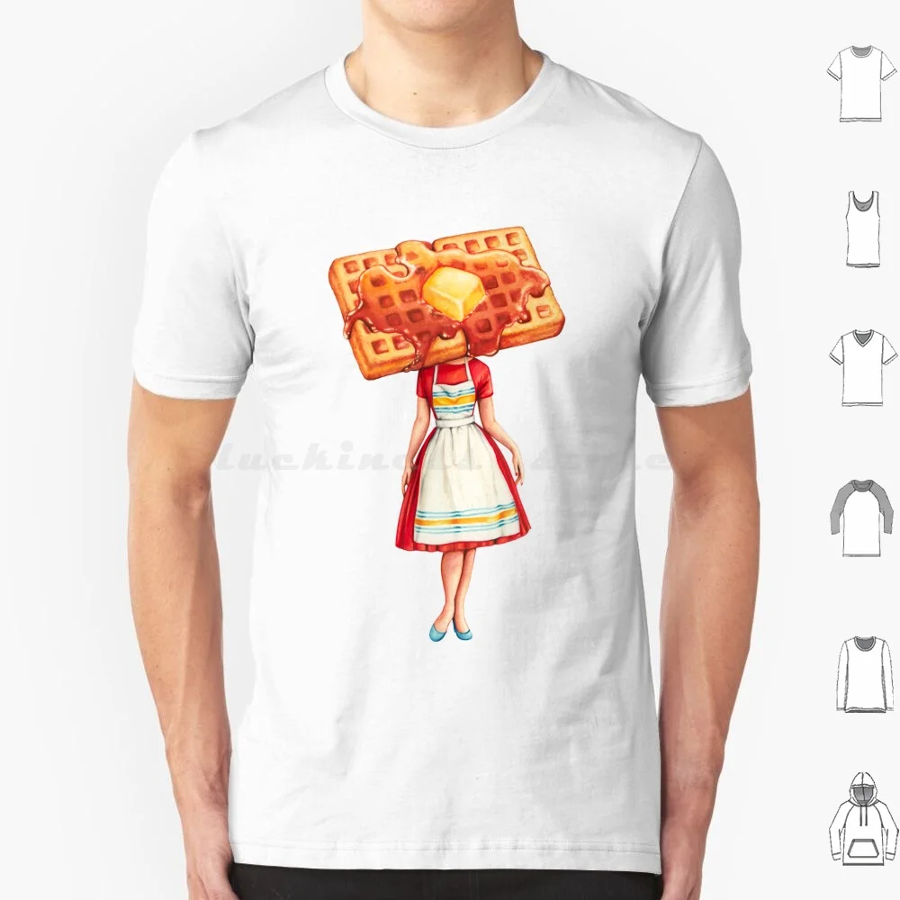 Waffle Housewife T Shirt Big Size 100% Cotton Waffle Breakfast Kitchen Retro Vintage Up Kitsch