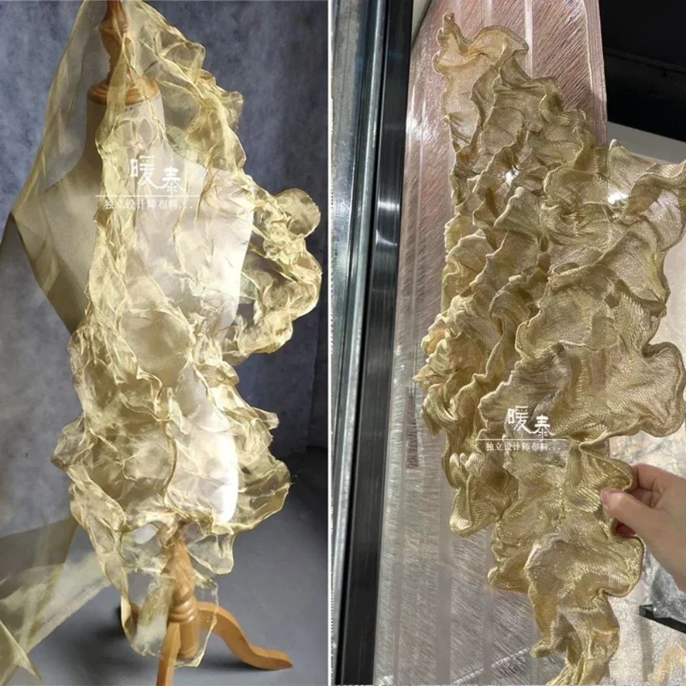 

Designer Gold Wire Mesh Fabric for Diy Fixed Special Shaped Wedding Decoration Props Mesh Fashion Fabrics Material