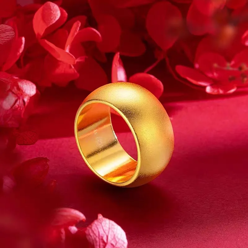 High Quality Gold Ring AU999 Round and Flawless Ring Gold Shop Same Ring 24k Real Gold Mimitation Gold Couple Ring
