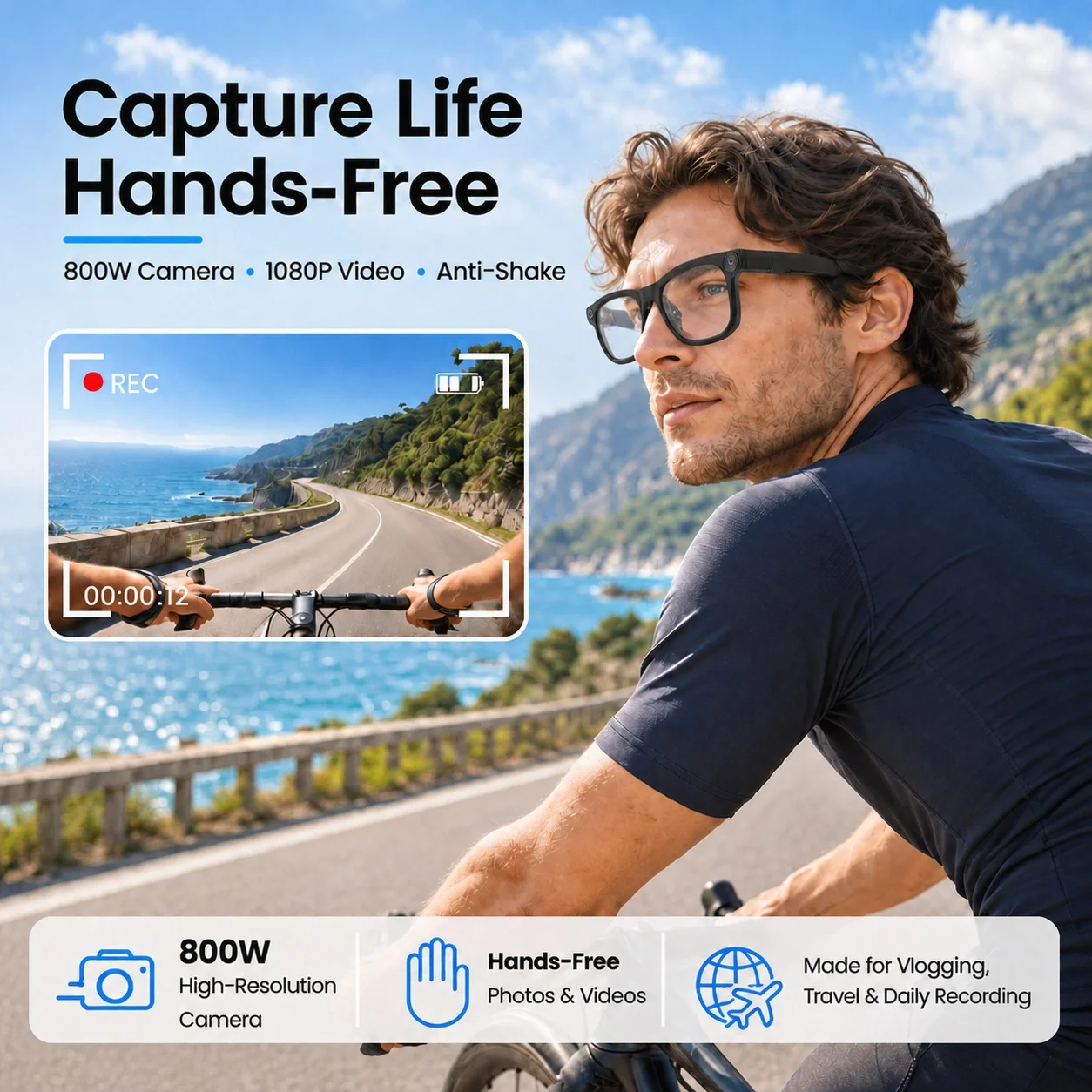 New Hot Sale Technology Smart Glasses 8MP Anti-shake Camera 4K POV Video Recording ChatGPT AI Translation Color-change Glasses