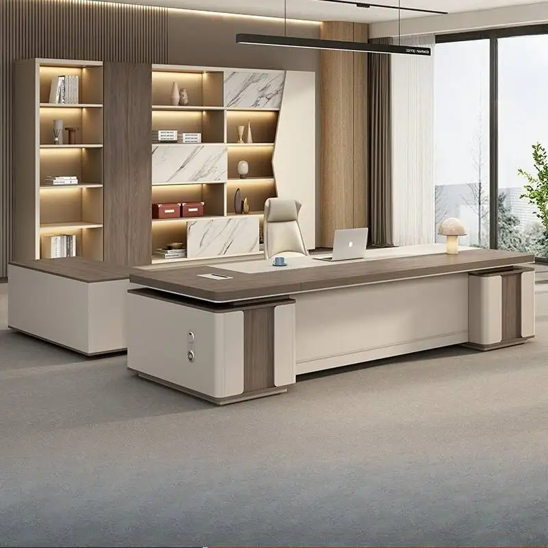Wooden Big Executive Office Desk White Strong Luxury Modern Computer Desks Standing Drawers Biurka Komputerowe Office Furniture