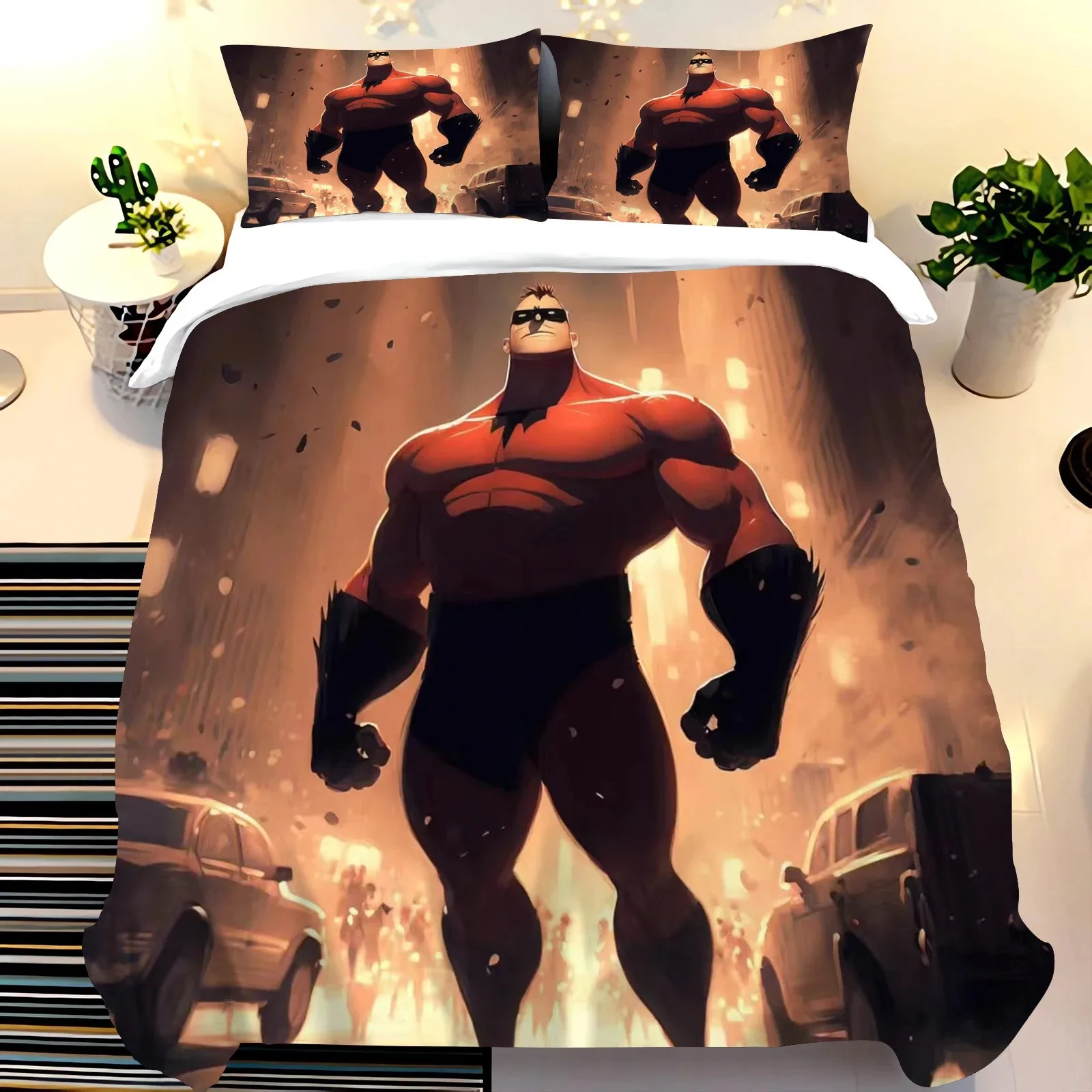 Disney Incredibles Duvet Cover And Pillowcase Set Comfortable Soft Fabric Home Bedding Gift for Adults And Children