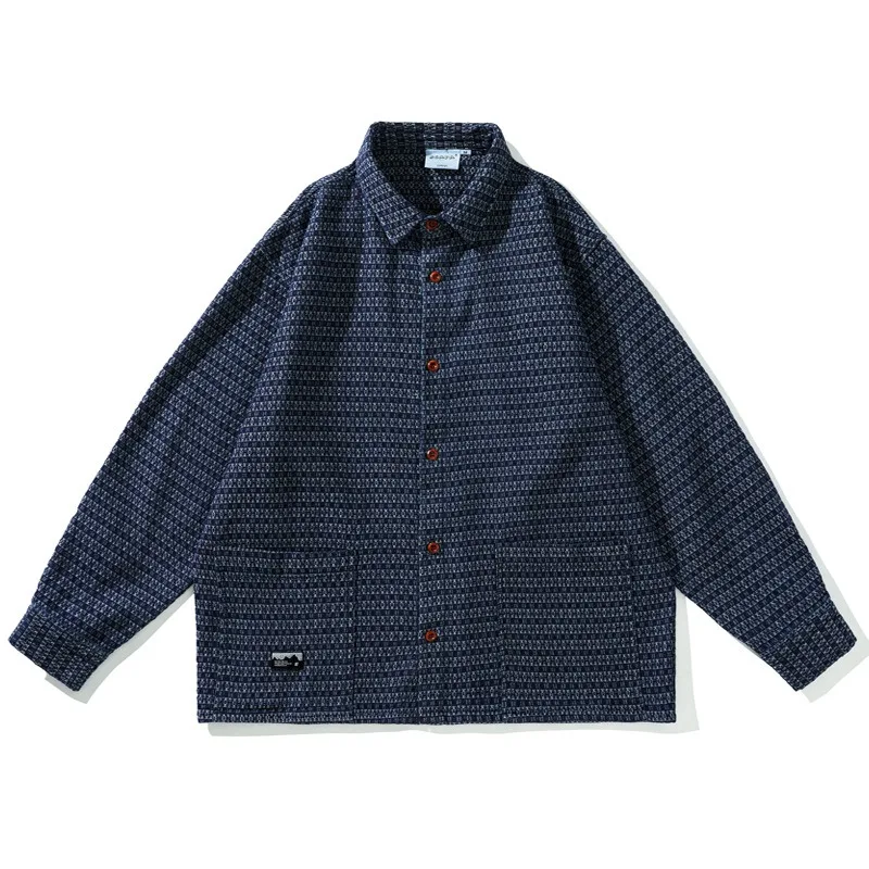 Autumn Men's Long Sleeve Loose Casual Denim Cargo Shirts for Men Jacket Japan Fashion  Streetwear Vintage Oversize Shirts Coat