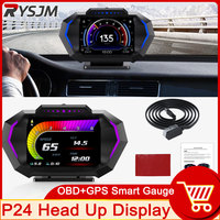 GPS Speedometer 10 Alarm P24 Digital Dashboard Odometer RPM Meter OBD GPS HUD Head Up Display Water Temp Meter Turbo Odometer