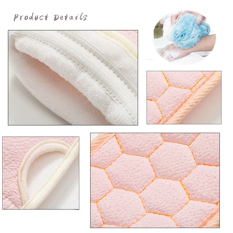 Brosse de bain Double face, outil de nettoyage de douche, épurateur corporel, gants de bain à fleurs, serviette de bain à fort frottement