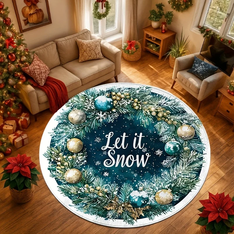 Vintage Nutcracker Soldier Carpet For Christmas Holiday Entryway Festive Design Home Decor Round Rug