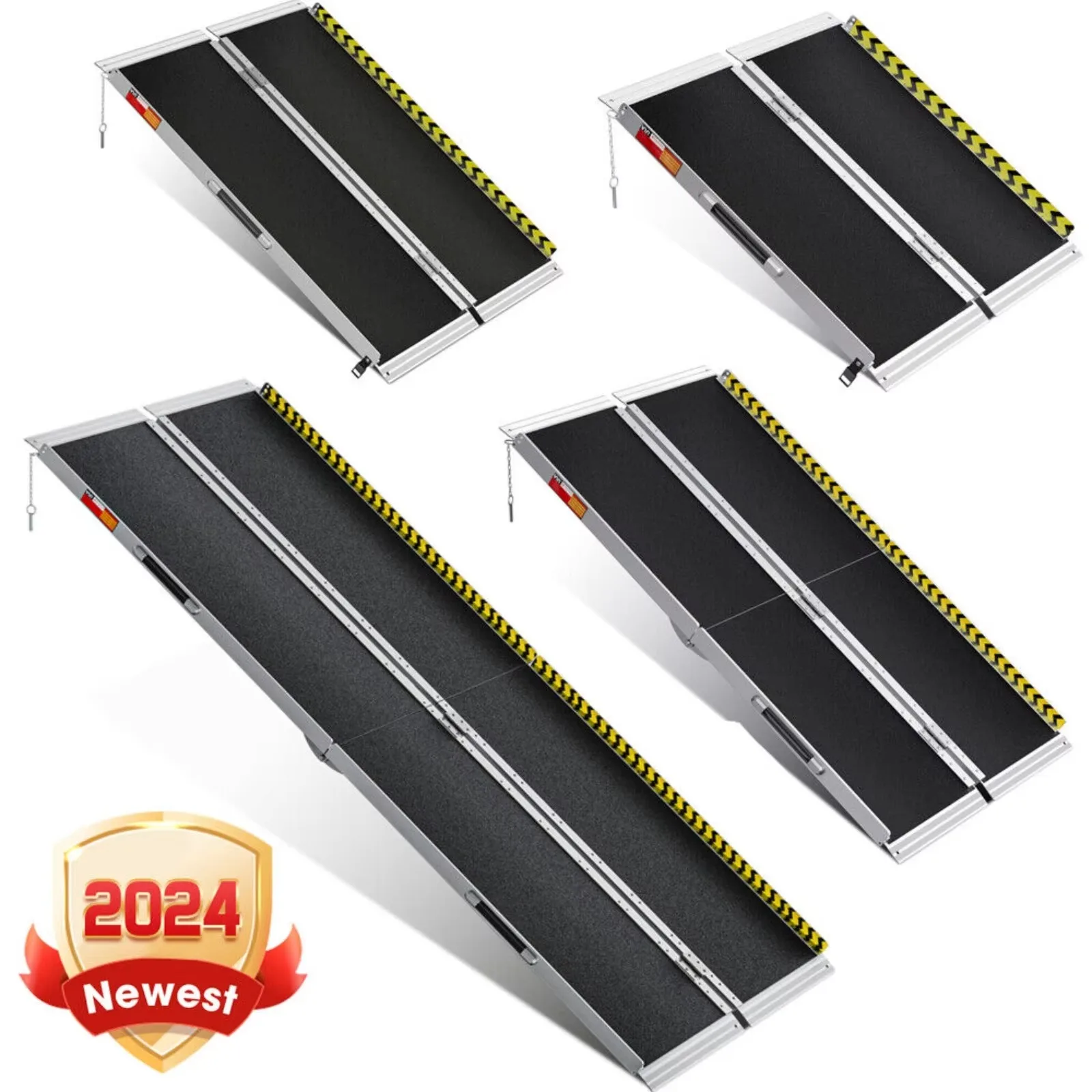 US 2/3/4/5/6/7/8FT Home Wheelchair Ramp Non-Skid Folding Aluminum Ramps Steps