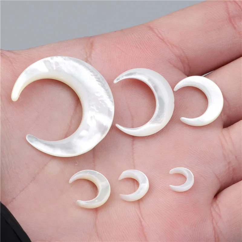 Real Shell Charm Moon Lucky Pendant Natural Mother of Pearl DIY Making Necklace Bracelet Earring Brooch MOP Jewelry Accessory
