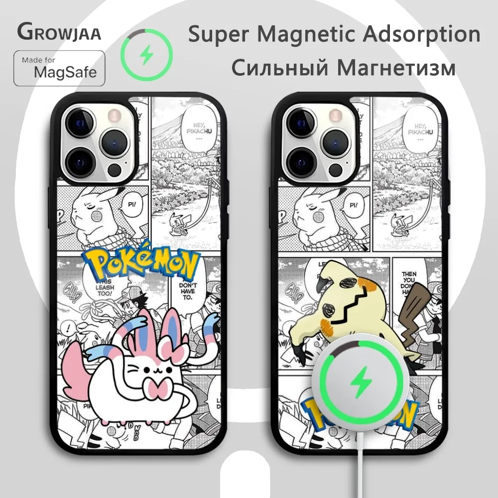 

Cute Sylveon Mimikyu Phone Case For iPhone 16 15 14 13 12 11 Pro Max Plus Mini Magsafe Mirror Wireless Magnetic Cover