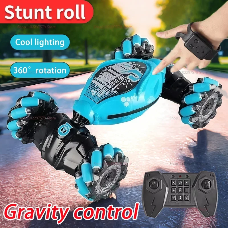 4WD Stunt Drift Car with LED Lights Remote Control Electric Kids Toys Gesture Induction Deformation Twist RC Car for Children