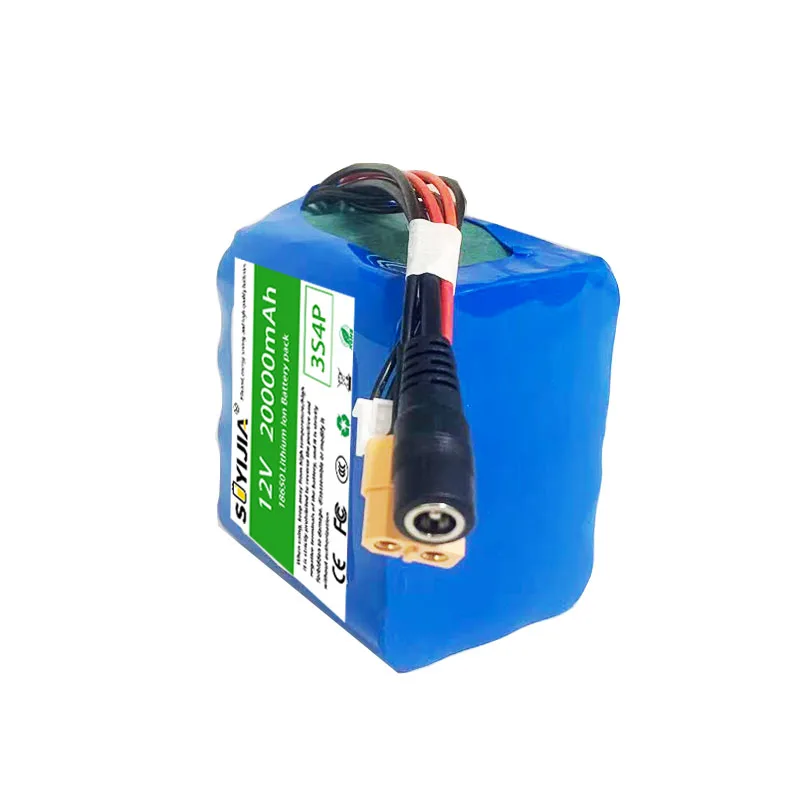18650 3S4P Lithium Ion Battery 12V 20000mAh with BMS High Power Remote Control Fishing Bait Boat Battery for V030 GPS Bait Boat