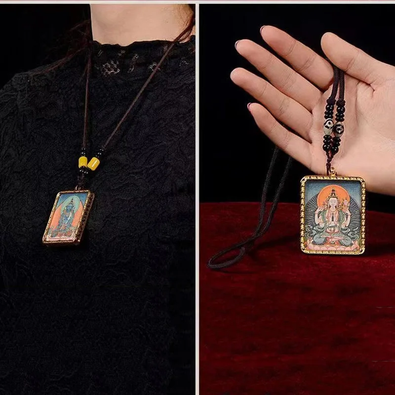 Ebony Eight Patron Saint Thangka Zodiac Buddha Decorative Pendant ，High Quality Tibetan Style Religious Pendant Featured Gift