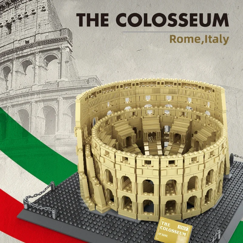 1756PCS The Colosseum Of Rome Building Blocks mattoni di architettura di fama mondiale City Street View Toys regali di compleanno per bambini